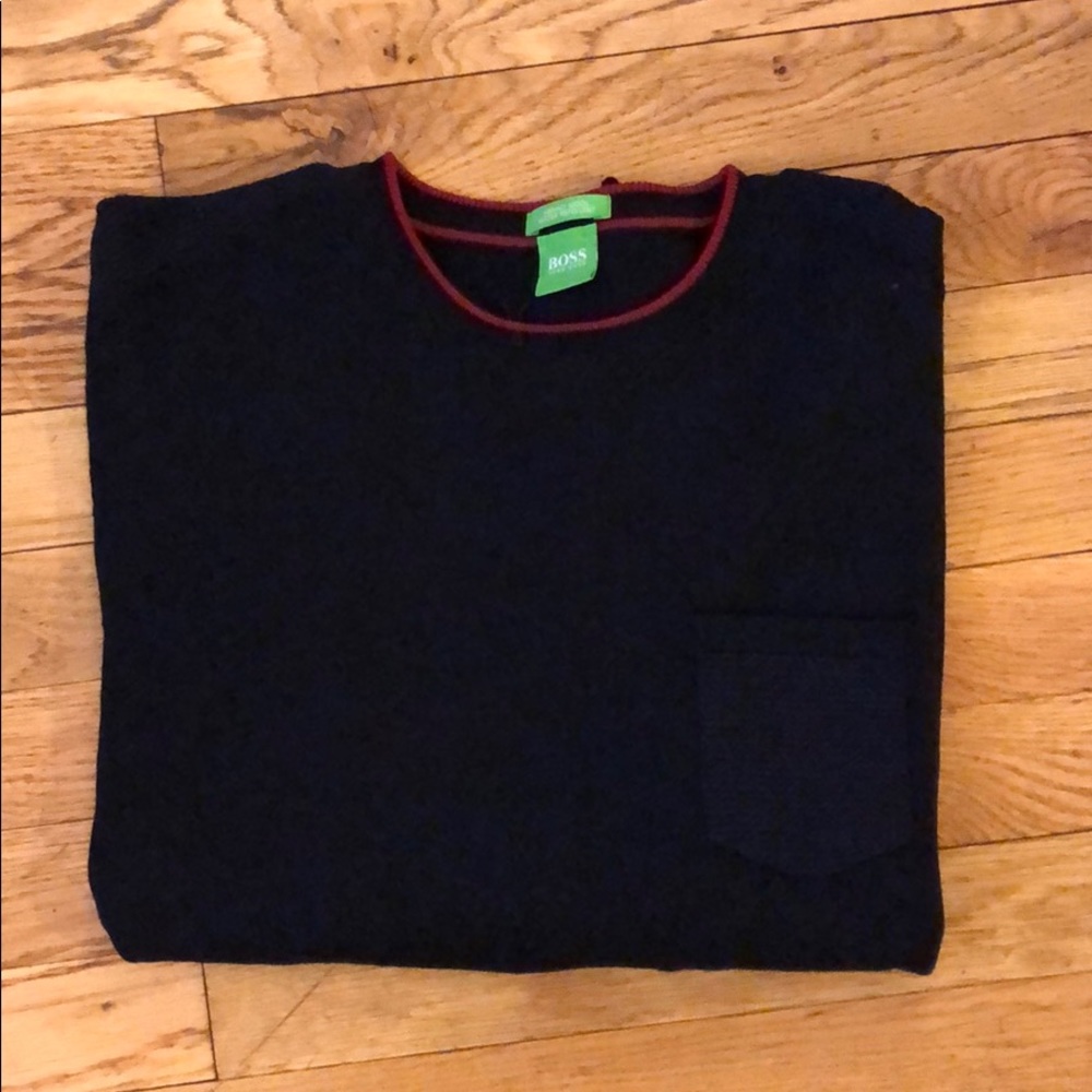 HUGO BOSS Black Crew Sweater Sz M NWOT Merino Wool